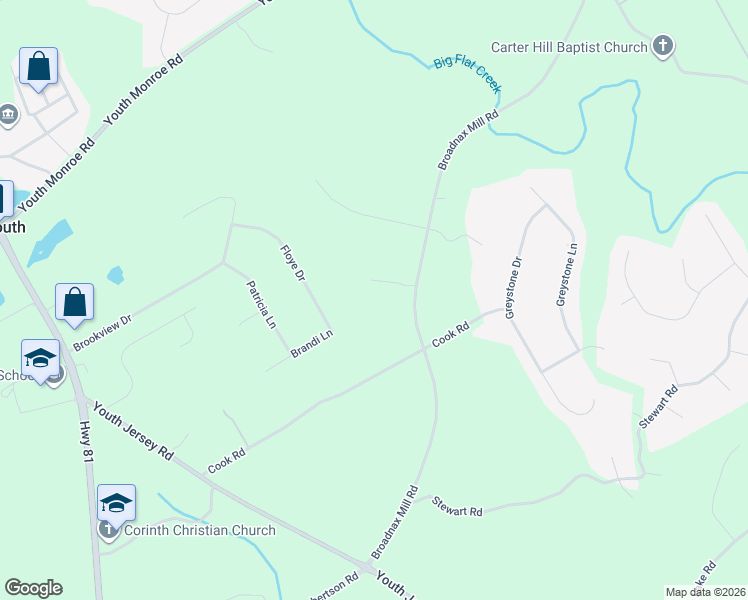 map of restaurants, bars, coffee shops, grocery stores, and more near 1490 Broadnax Mill Road in Loganville