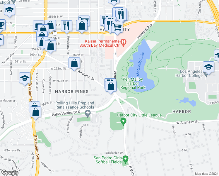 map of restaurants, bars, coffee shops, grocery stores, and more near 1223 Anaheim Street in Los Angeles