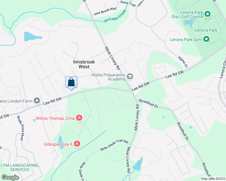 map of restaurants, bars, coffee shops, grocery stores, and more near 3666 Lee Road Southwest in Snellville