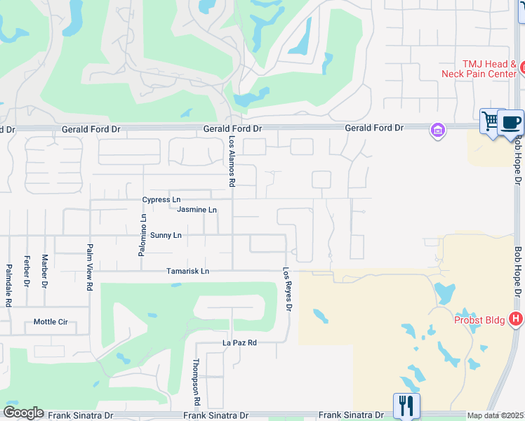 map of restaurants, bars, coffee shops, grocery stores, and more near 4 Big Sioux Road in Rancho Mirage