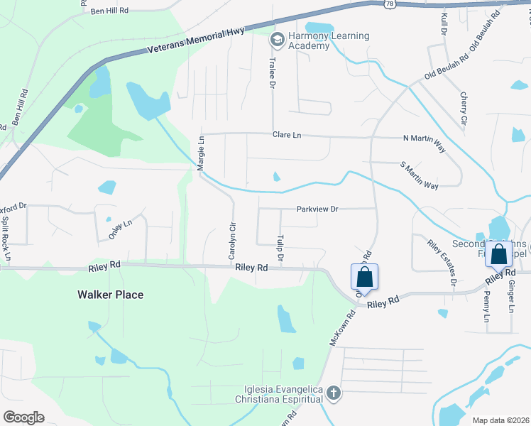 map of restaurants, bars, coffee shops, grocery stores, and more near 4482 Parkview Drive in Lithia Springs
