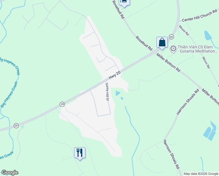 map of restaurants, bars, coffee shops, grocery stores, and more near 3845 Sunny Hill Drive in Loganville