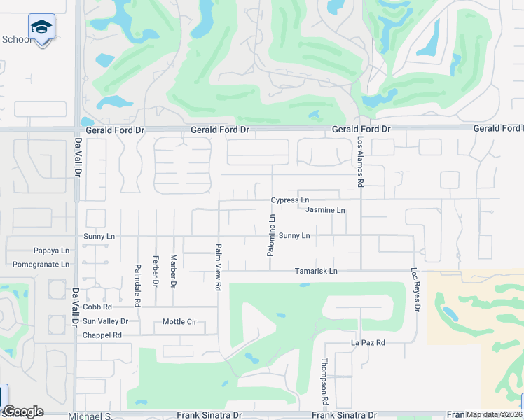 map of restaurants, bars, coffee shops, grocery stores, and more near 7 Gleneagle Drive in Rancho Mirage