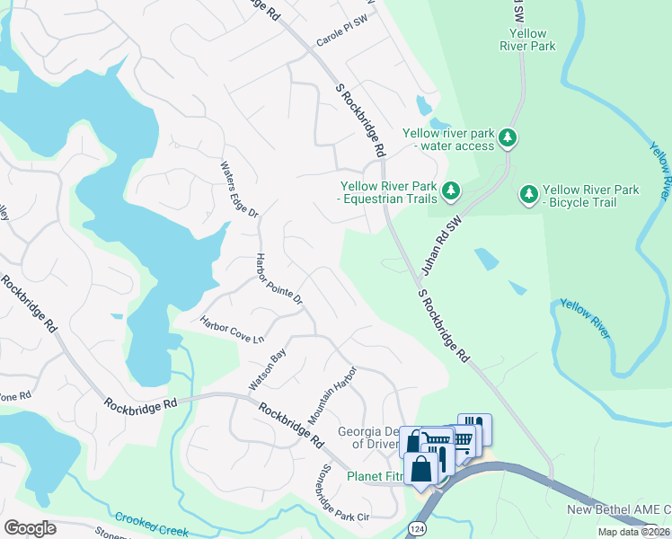 map of restaurants, bars, coffee shops, grocery stores, and more near 213 Scenic View Lane in Stone Mountain