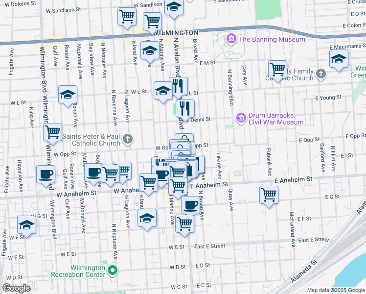 map of restaurants, bars, coffee shops, grocery stores, and more near in Los Angeles