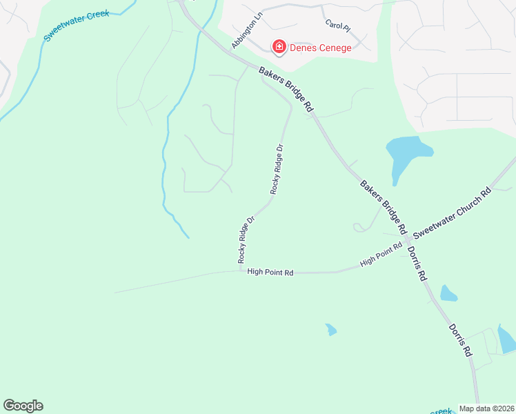 map of restaurants, bars, coffee shops, grocery stores, and more near 582 Rocky Ridge Drive in Douglasville