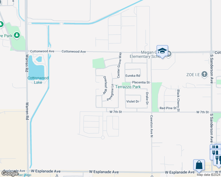 map of restaurants, bars, coffee shops, grocery stores, and more near 476 Peregrine Lane in San Jacinto