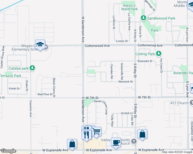 map of restaurants, bars, coffee shops, grocery stores, and more near 489 Sparrow Lane in San Jacinto