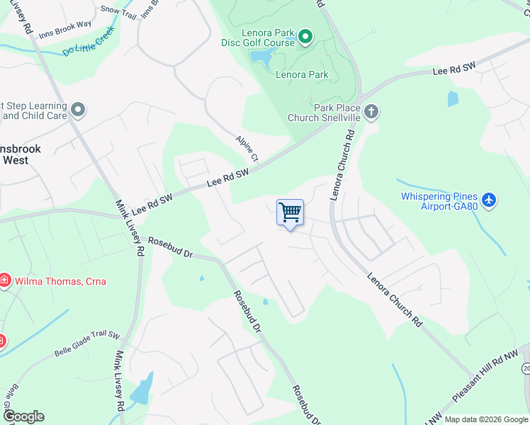 map of restaurants, bars, coffee shops, grocery stores, and more near 3430 Millenium View Drive Southwest in Snellville