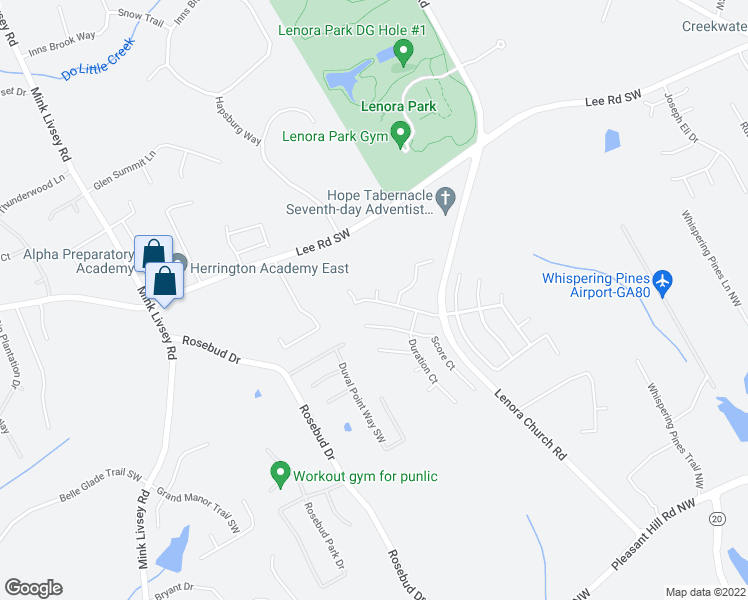 map of restaurants, bars, coffee shops, grocery stores, and more near 3390 Millenium View Court Southwest in Snellville