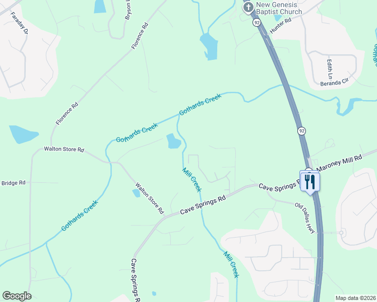 map of restaurants, bars, coffee shops, grocery stores, and more near 6968 Foxmoor Way in Douglasville
