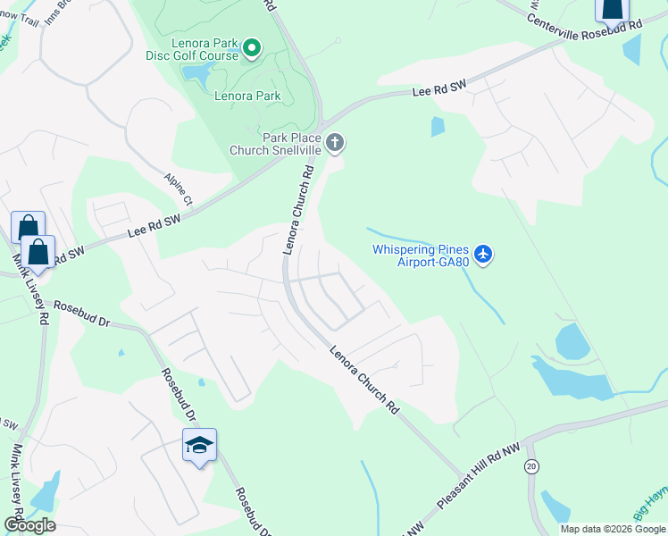 map of restaurants, bars, coffee shops, grocery stores, and more near 4707 Generation Court Southwest in Snellville