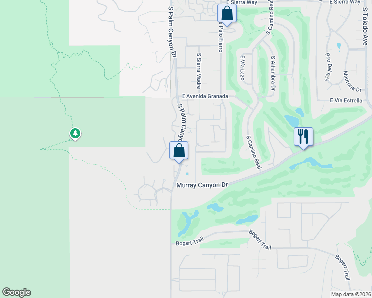 map of restaurants, bars, coffee shops, grocery stores, and more near 2700a South Palm Canyon Drive in Palm Springs