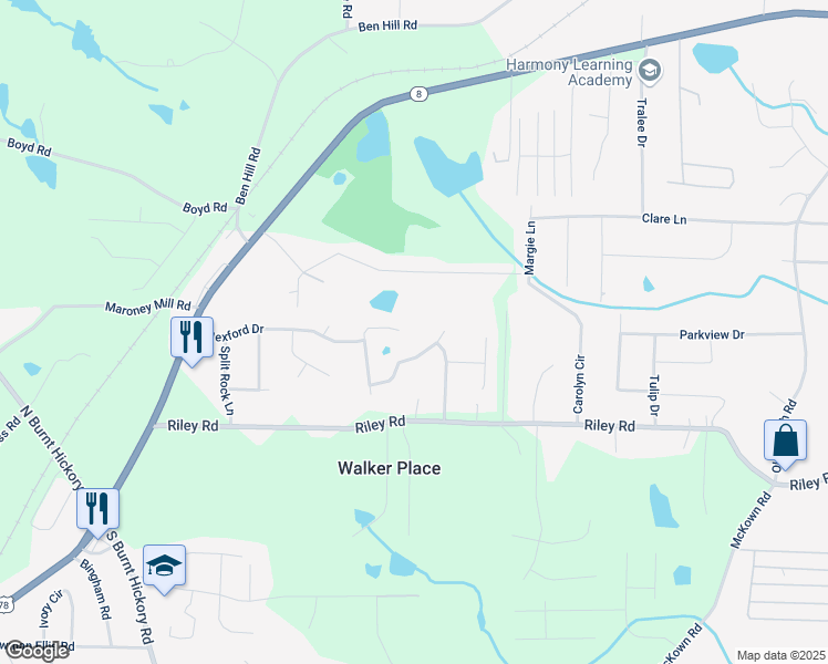 map of restaurants, bars, coffee shops, grocery stores, and more near 809 Longbranch Lane in Douglasville