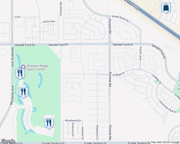 map of restaurants, bars, coffee shops, grocery stores, and more near 75601 Montage Parkway in Palm Desert