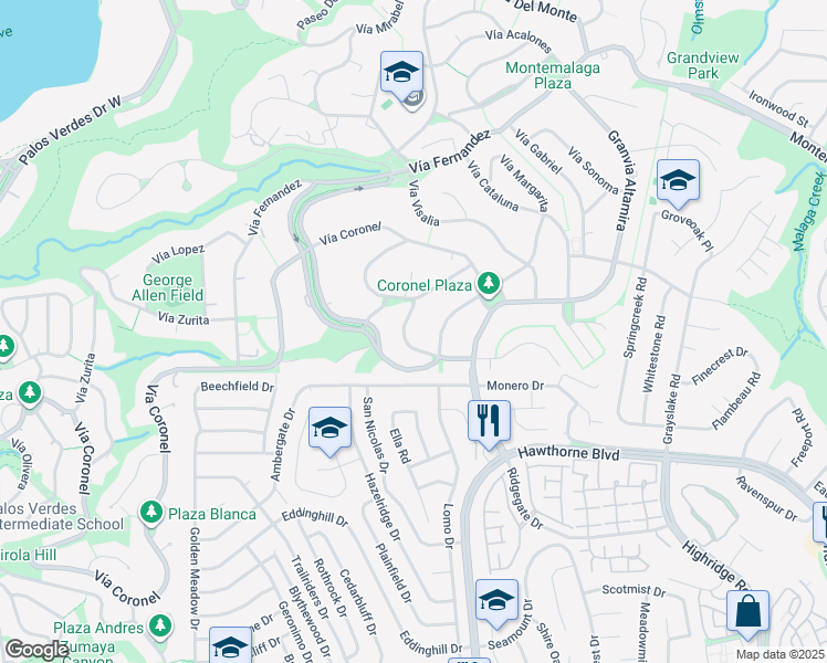 map of restaurants, bars, coffee shops, grocery stores, and more near 2013 Vía Cerritos in Palos Verdes Estates