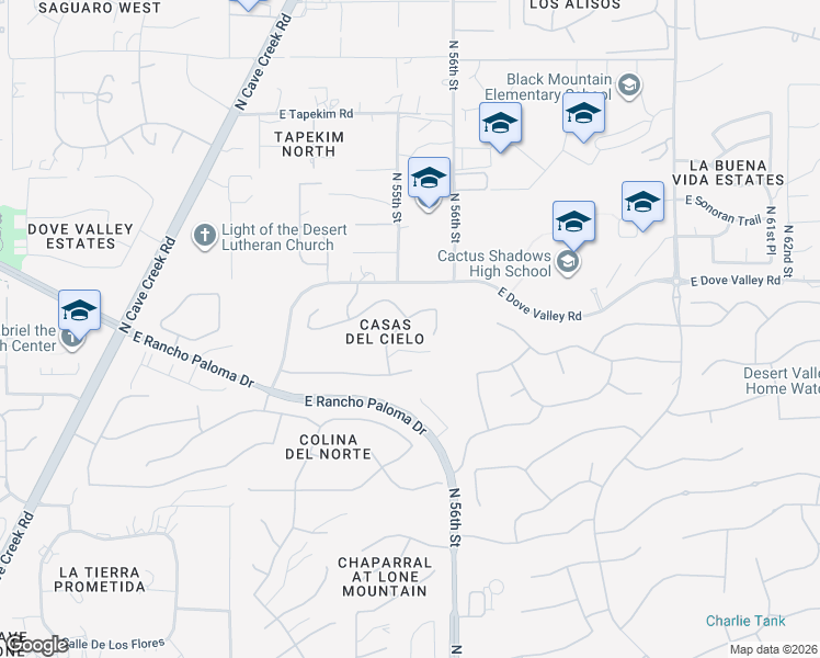 map of restaurants, bars, coffee shops, grocery stores, and more near 5461 East Woodstock Road in Cave Creek