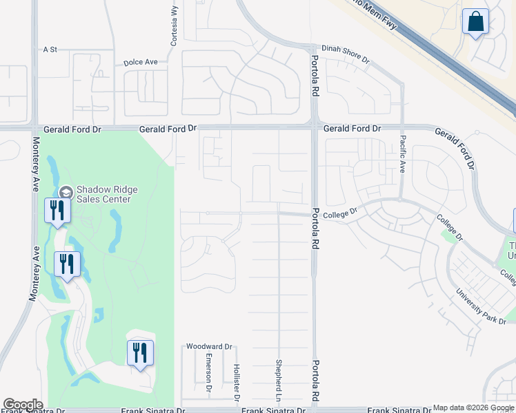 map of restaurants, bars, coffee shops, grocery stores, and more near 75601 Montage Parkway in Palm Desert