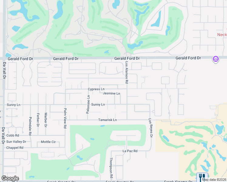 map of restaurants, bars, coffee shops, grocery stores, and more near 70900 Jasmine Lane in Rancho Mirage