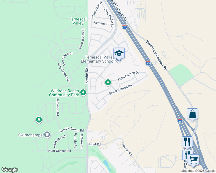 map of restaurants, bars, coffee shops, grocery stores, and more near 9188 Clay Canyon Drive in Corona