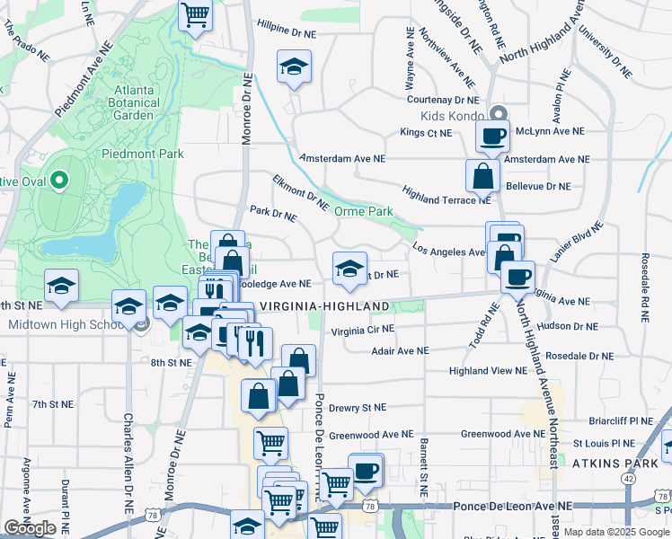 map of restaurants, bars, coffee shops, grocery stores, and more near 750 Clemont Drive Northeast in Atlanta