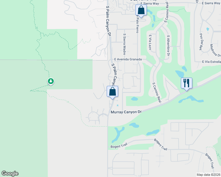 map of restaurants, bars, coffee shops, grocery stores, and more near 2683 West La Condesa Drive in Palm Springs