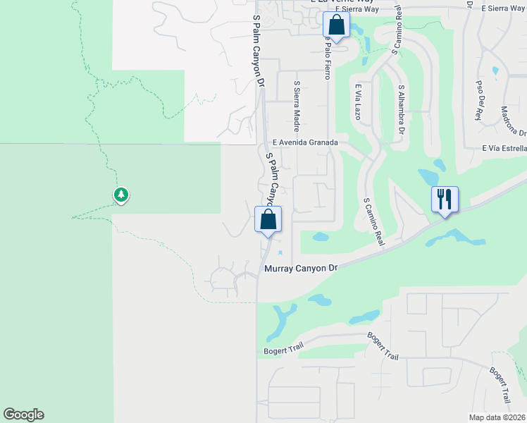 map of restaurants, bars, coffee shops, grocery stores, and more near 2683 West La Condesa Drive in Palm Springs
