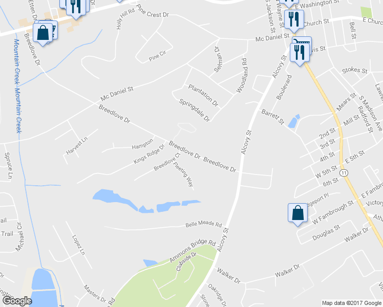 map of restaurants, bars, coffee shops, grocery stores, and more near 705 Breedlove Dr in Monroe