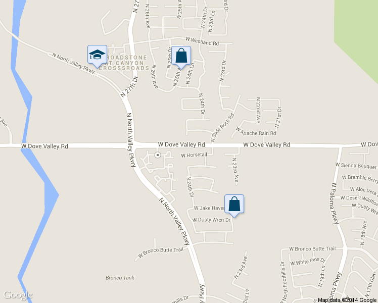 map of restaurants, bars, coffee shops, grocery stores, and more near 2433 West Horsetail in Phoenix
