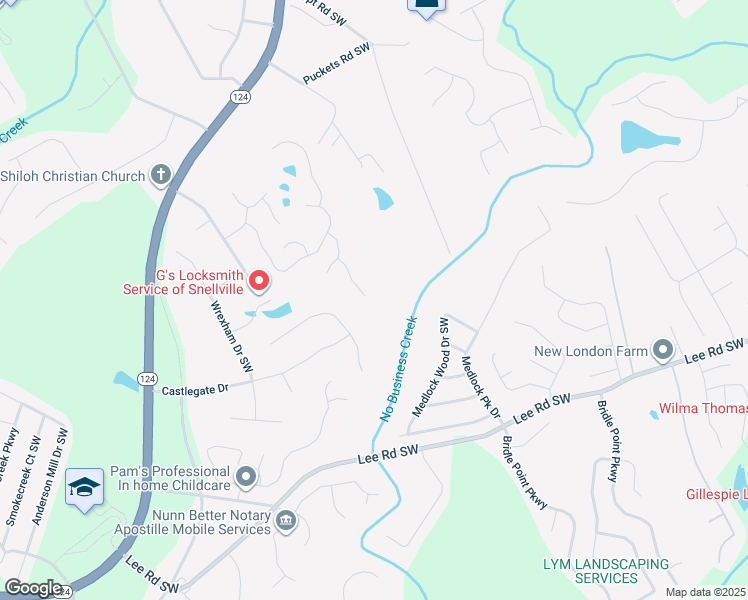 map of restaurants, bars, coffee shops, grocery stores, and more near 4230 Crestside Ridge Southwest in Snellville