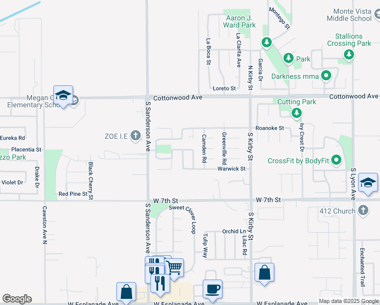 map of restaurants, bars, coffee shops, grocery stores, and more near 426 Sparrow Lane in San Jacinto