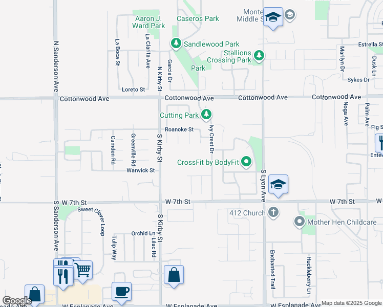 map of restaurants, bars, coffee shops, grocery stores, and more near 474 Ivy Crest Drive in San Jacinto