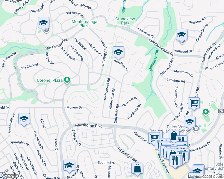 map of restaurants, bars, coffee shops, grocery stores, and more near 26943 Whitestone Road in Rancho Palos Verdes