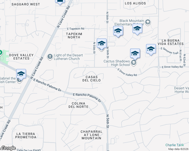 map of restaurants, bars, coffee shops, grocery stores, and more near 5466 East Woodstock Road in Cave Creek