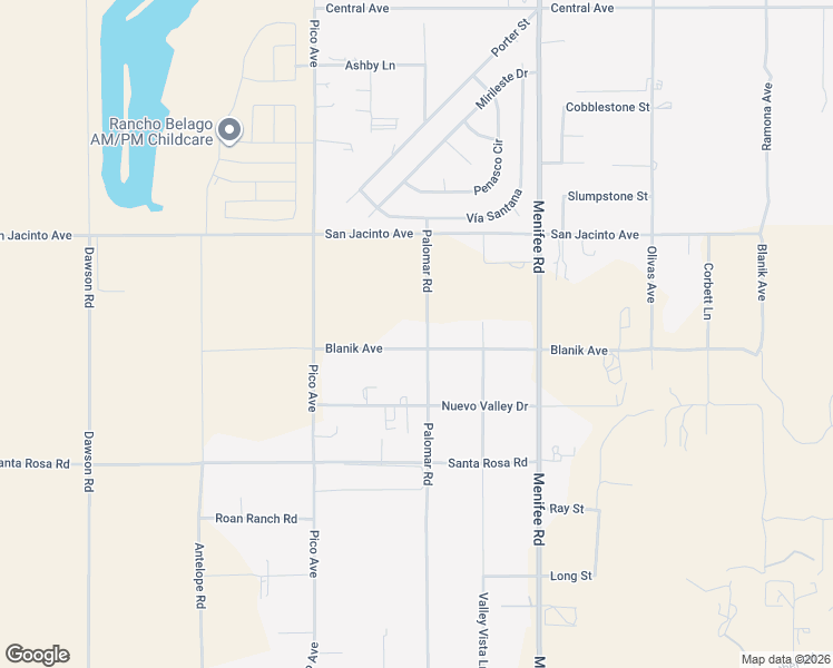 map of restaurants, bars, coffee shops, grocery stores, and more near 28759 Blanik Avenue in Nuevo