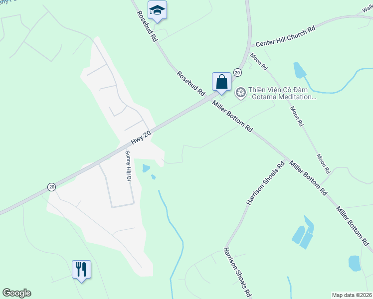 map of restaurants, bars, coffee shops, grocery stores, and more near 5130 Victoria Park Drive in Loganville