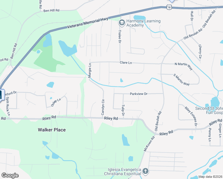 map of restaurants, bars, coffee shops, grocery stores, and more near 4482 Parkview Drive in Lithia Springs
