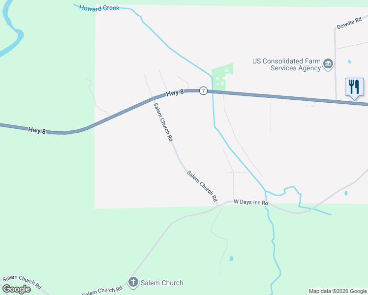 map of restaurants, bars, coffee shops, grocery stores, and more near 321 Salem Church Road in Grenada