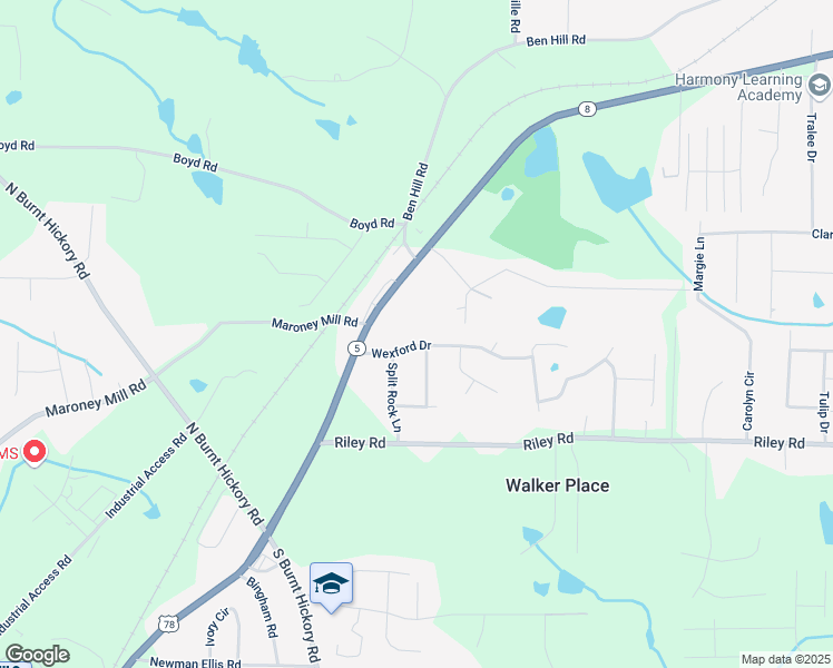 map of restaurants, bars, coffee shops, grocery stores, and more near 840 Split Rock Lane in Douglasville