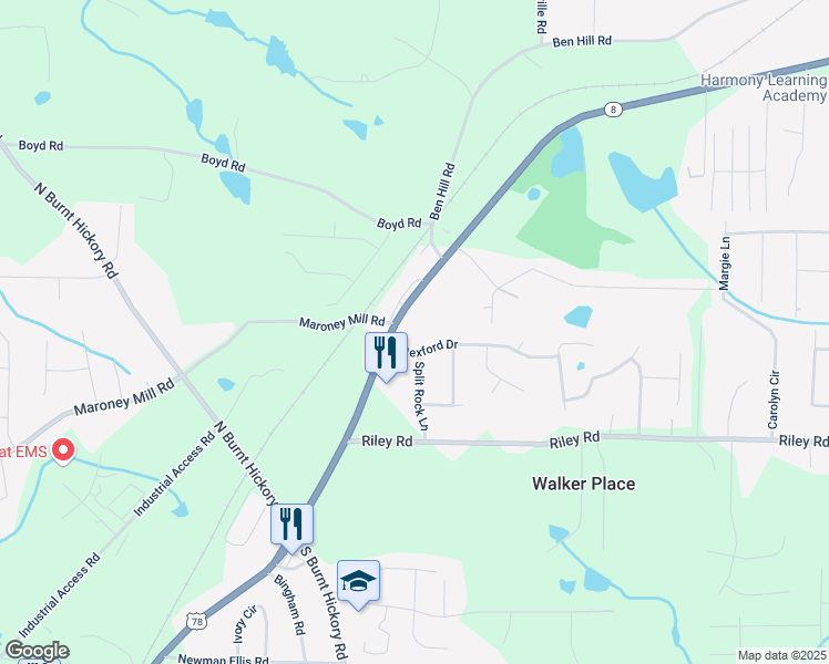 map of restaurants, bars, coffee shops, grocery stores, and more near 11411 Veterans Memorial Highway in Douglasville