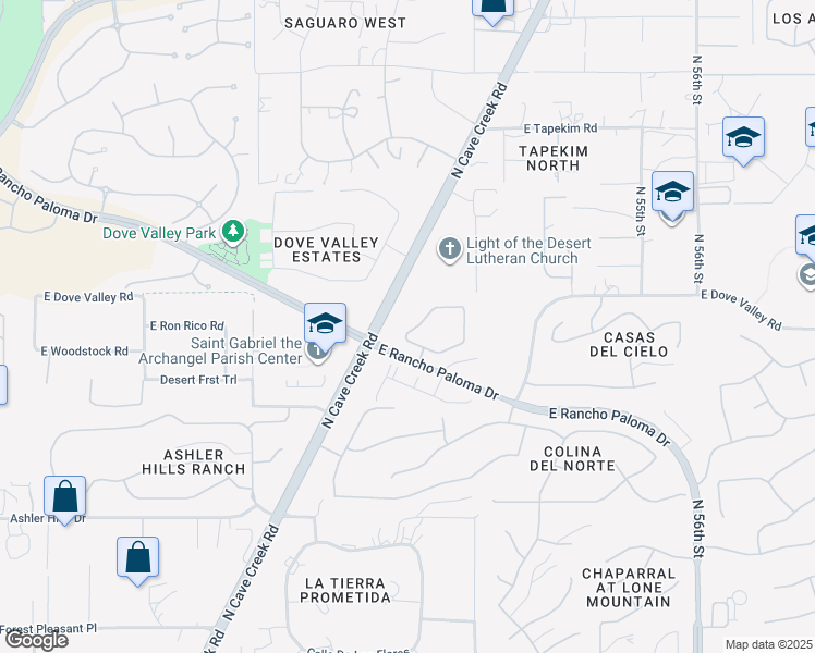 map of restaurants, bars, coffee shops, grocery stores, and more near 5054 East Desert Forest Trail in Cave Creek
