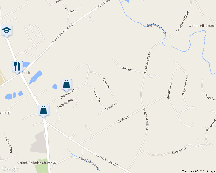 map of restaurants, bars, coffee shops, grocery stores, and more near 1808 Floye Drive in Loganville