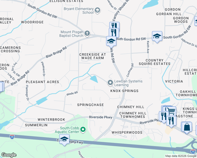 map of restaurants, bars, coffee shops, grocery stores, and more near 753 Knox Springs Road in Austell