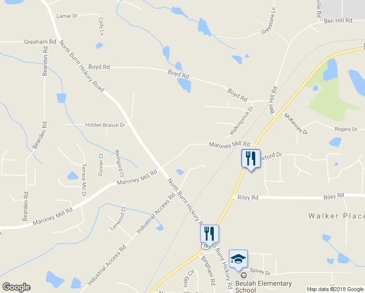 map of restaurants, bars, coffee shops, grocery stores, and more near 4170 Maroney Mill Road in Douglasville