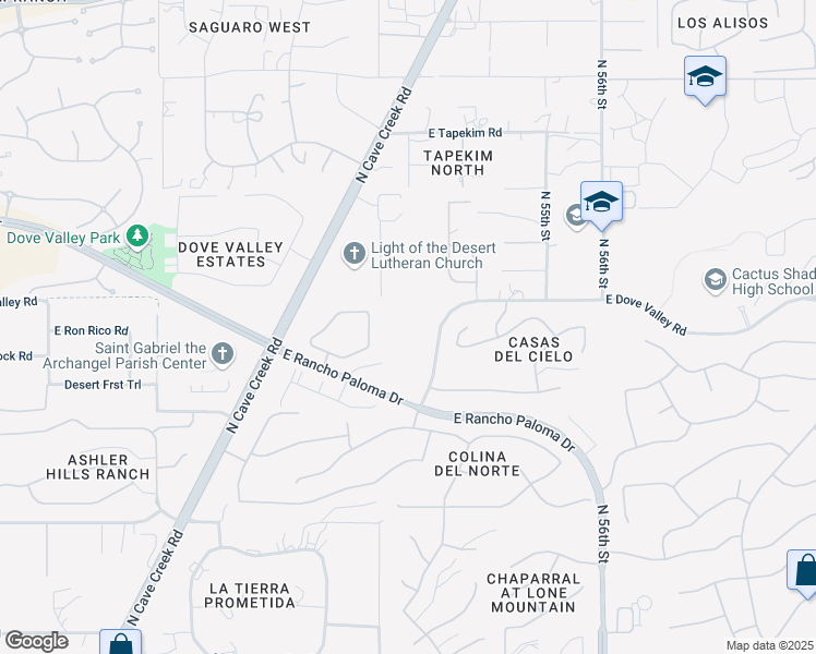 map of restaurants, bars, coffee shops, grocery stores, and more near 5004 East Calle De Los Arboles in Cave Creek