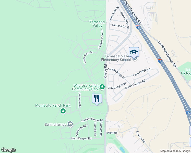 map of restaurants, bars, coffee shops, grocery stores, and more near 8873 Deerweed Circle in Corona