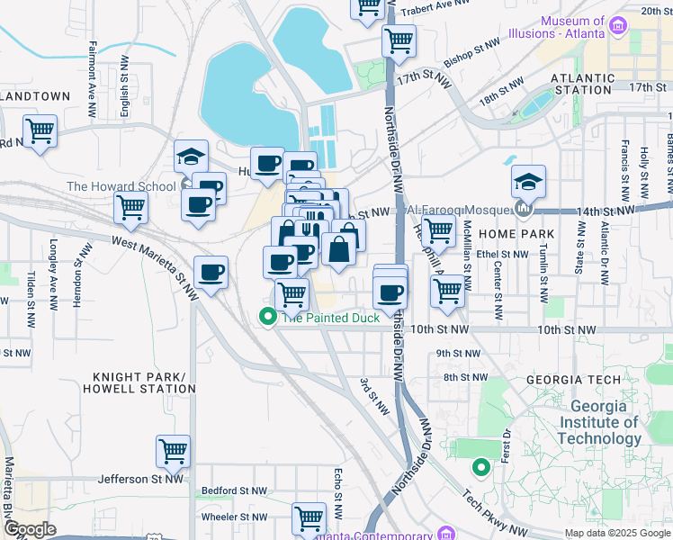 map of restaurants, bars, coffee shops, grocery stores, and more near 699 Vidalia Lane in Atlanta