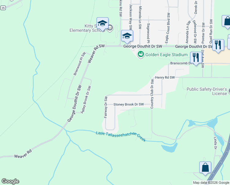 map of restaurants, bars, coffee shops, grocery stores, and more near 524 Fairway Drive Southwest in Jacksonville
