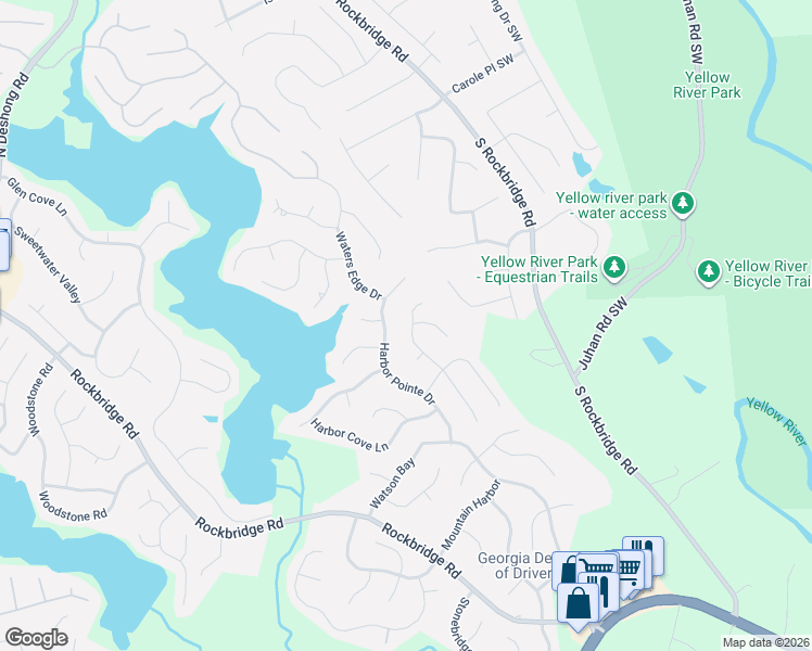 map of restaurants, bars, coffee shops, grocery stores, and more near 217 Beechwood Lane in Stone Mountain