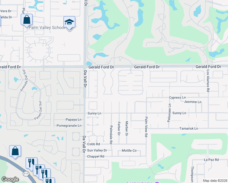 map of restaurants, bars, coffee shops, grocery stores, and more near 201 International Boulevard in Rancho Mirage